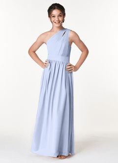 Azazie Molly Junior Ice A-Line Pleated Chiffon Dress image3