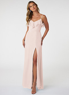 Azazie Natalia Bridesmaid Dresses Rose Petal A-Line Chiffon Dress image1