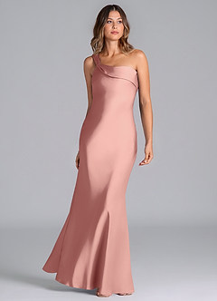 Azazie Driea Brudtärnklänningar Klä av Sjöjungfru i Stretch Satin Ena axeln Rosett image3