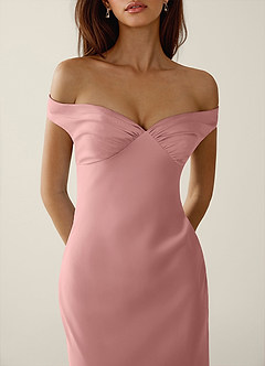 Gwendonme Powder Pink Satin Crystal Linen Prom Dress image5