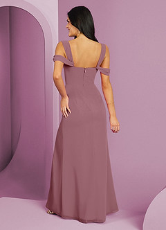 Barbie ♥ Azazie Final Sale Vintage Mauve A-Line Off the Shoulder Chiffon Dress image6