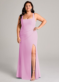 Azazie Mero Jurken voor bruidsmeisjes Jurk van Chiffon met Kolom Geplooid Snoep Roze image9