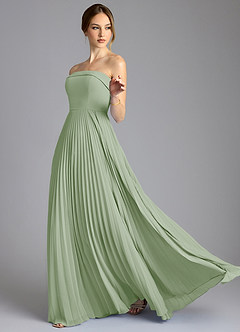 Azazie Mariana Jurken voor bruidsmeisjes Jurk van Chiffon met A-Lijn Strapless Stoffige Salie image4