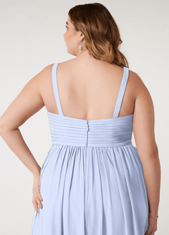 Azazie Chanel Brautjungfernkleider A-Linie Plissee Chiffon Kleid Eis image11