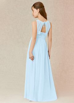 Azazie Bibiane Junior Sky Blue A-Line Pleated Chiffon Dress image5