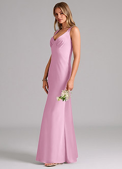 Azazie Kamila Brautjungfernkleider Eine Linie Plissee Stretch-Satin Kleid Bonbonrosa image6