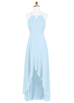 Azazie Oaklynn Junior Sky Blue A-Line Pleated Chiffon Dress image6