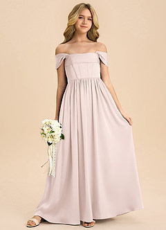 Azazie Hattie Junior Klä av A-Line i Stretch Satin Plisserad image3