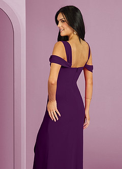 Barbie ♥ Azazie Brautjungfernkleider A-Linie Schulterfrei Chiffon Kleid Traube image2