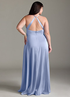 Azazie Davis Bridesmaid Dresses Ice A-Line Pleated Stretch Satin Dress image8