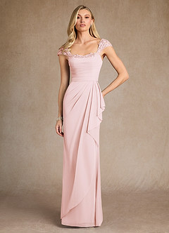 Azazie Belfast Abiti per la Madre della Sposa Abito Tubino in Maglia Pizzo Rosa Rossore image1