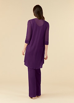 Azazie Frances Mother of the Bride Dresses Grape Jumpsuit/Pantsuit Scoop Mesh Dress image2