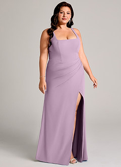 Azazie Mero Bridesmaid Dresses Wisteria Sheath Pleated Chiffon Dress image13