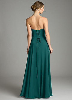 Azazie Ayla Abiti da Damigella Abito A-Line in Chiffon Scollo a Cuore Verde Pavone image2