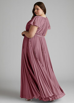 Azazie Kara Modest Bridesmaid Dresses A-Line Pleated Chiffon Floor-Length Dress image11