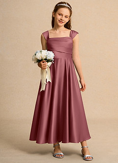 Azazie Bundle Junior Formal Flower Girl Klänningar Klä A-Line i Matt satäng Plisserad image3