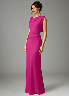 Azazie Kieryn Brautjungfernkleider Meerjungfrau-Linie Plissee Stretch-Satin Kleid Fuchsia image5