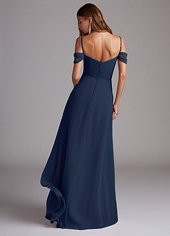 Azazie Marley Bridesmaid Dresses Dark Navy A-Line Off the Shoulder Chiffon Convertible Dress image7