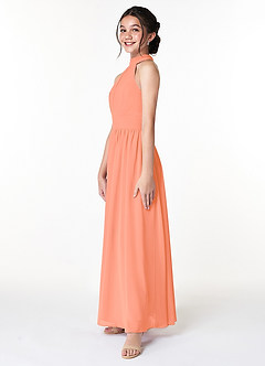 Azazie Iman Junior Abito A-Line in Chiffon Plissettato Tramonto image5