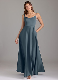 Azazie Marley Bridesmaid Dresses Twilight A-Line Off the Shoulder Stretch Satin Convertible Dress image1