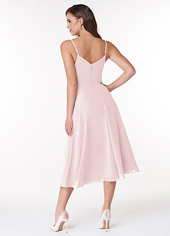 Azazie Clarissa Jurken voor bruidsmeisjes Jurk van Chiffon met A-Lijn V-hals Blozend Roze image2