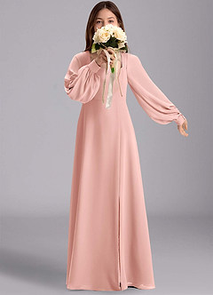 Azazie Bondi Junior Robe Trapèze en Mousseline de soie Blouson Rosette image1