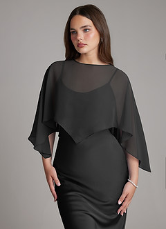 Azazie Ambra Bridesmaid Dresses Black Mermaid Pleated Stretch Satin Dress image4