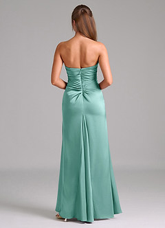 Azazie Lucille Vestidos de damas de honor Vestido de Aqua de Satén Elástico de Corte Sirena Convertible con Sin tirantes image2