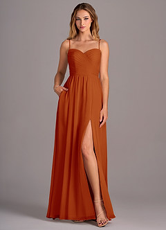 Azazie Joni Bridesmaid Dresses Paprika A-Line Strapless Chiffon Convertible Dress image4