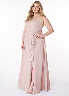 Azazie Naeem Bridesmaid Dresses Blushing Pink A-Line V-Neck Ruffle Chiffon Dress image10