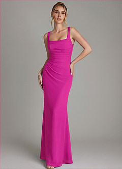 Azazie Agustina Bridesmaid Dresses Fuchsia Mermaid Corset Chiffon Dress image4