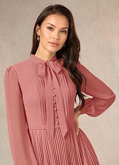 Azazie Adellah Abiti per la Madre della Sposa Abito A-Line in Chiffon Plissettato Rosa Antica image5