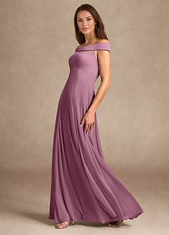Azazie Ewa Mother of the Bride Dresses Vintage Mauve A-Line Off the Shoulder Mesh Dress image2