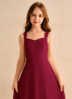 Azazie Makani Girls Formal Flower Girl Dresses Burgundy A-Line Sweetheart Neckline Chiffon Dress image6