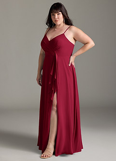 Azazie Akita Bridesmaid Dresses Burgundy A-Line Chiffon Dress image8