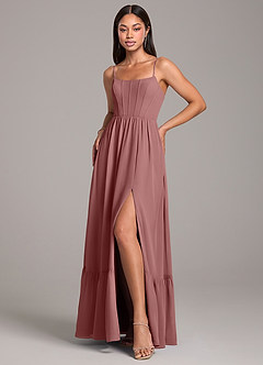 Azazie Kailee Brautjungfernkleider A-Linie mit Taschen Chiffon Kleid Wüstenrose image5