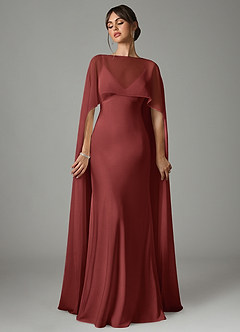 Azazie Stefania Robes de demoiselle d'honneur Robe Trapèze en Satin extensible Terracotta image1