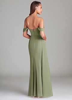 Azazie Amyra Bridesmaid Dresses Pistachio Sheath Off the Shoulder Chiffon Convertible Dress image4