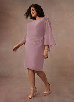 Azazie Carmela Mère de la mariée Robes Robe Fourreau en Mousseline de soie Dentelle Rose Poussiéreuse image9