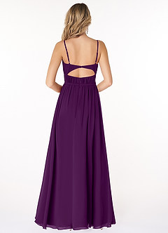 Azazie Yanelie Bridesmaid Dresses Grape A-Line Scoop Pleated Chiffon Dress image4