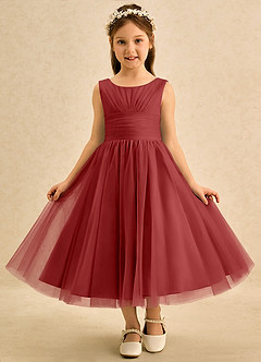 Azazie Macaron Flower Girl Klänningar Klä A-Line i Tyll Plisserad image3