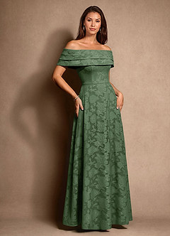 Azazie New Britain Mother of the Bride Dresses Eucalyptus A-Line Pleated Floral Burnout Dress image2