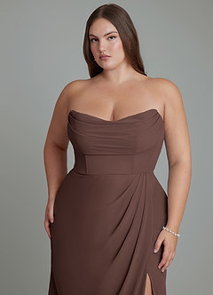 Azazie Johana Jurken voor bruidsmeisjes Converteerbaar Jurk van Chiffon met Zeemeermin Off-shoulder Ganache image8
