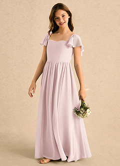 Azazie Patsy Girls Formal Flower Girl Dresses Blushing Pink A-Line Sweetheart Neckline Chiffon Dress image5