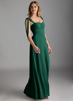 Azazie Lizet Bridesmaid Dresses Emerald A-Line Sweetheart Neckline Chiffon Dress image3