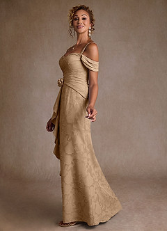 Azazie Irene vestidos de madre de la novia Vestido de Champán de Devorado Floral de Corte en A con Vestidos sin tirantes image2