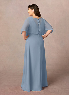 Azazie Oksana Abiti per la Madre della Sposa Abito A-Line in Chiffon con Scollo a V a Pieghe Blu Polveroso image9
