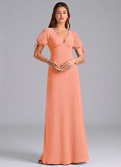 Azazie Pheby Bridesmaid Dresses Sunset A-Line Pleated Chiffon Dress image3