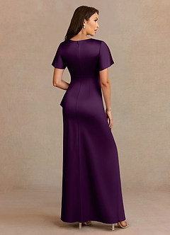 Azazie Robins Kleider für die Brautmutter A-Linie Plissee Stretch-Satin Kleid Traube image4