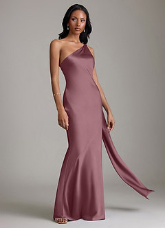 Azazie Juniper Bridesmaid Dresses Amethyst Mermaid One Shoulder Stretch Satin Dress image5